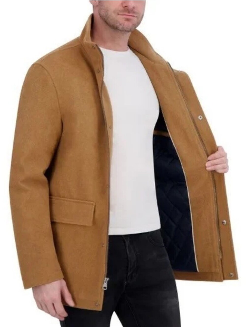 Nautica Men’s Wool Blend Pea Coat Full Zip Quilted Lined - XL